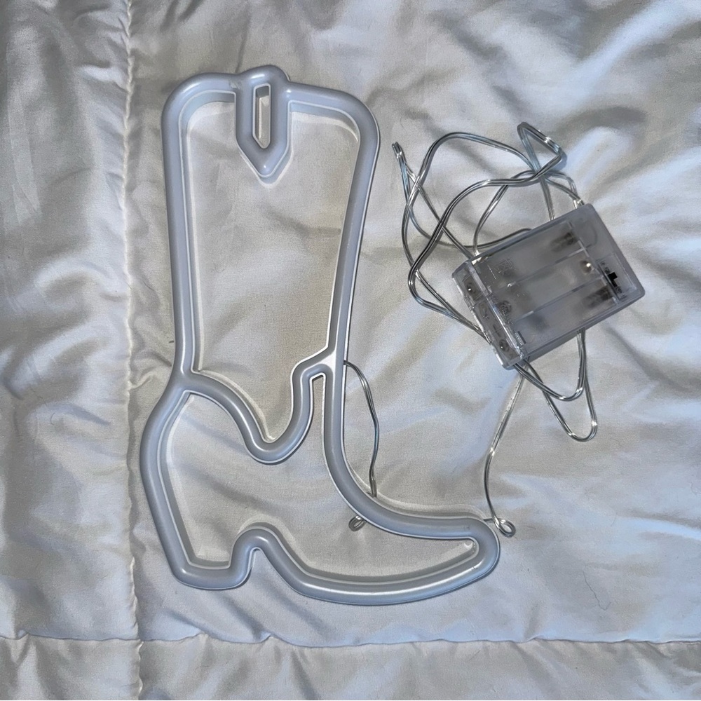 White Cowboy Boot Neon Light Decor